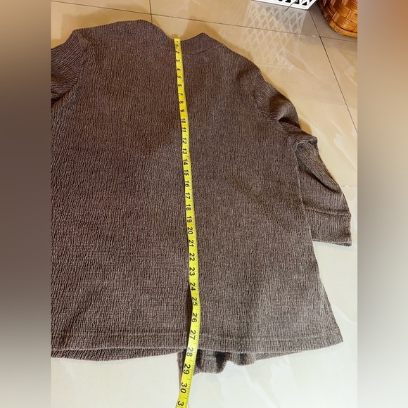 COPY - Rafael Woman Abstract Seersucker  Ribbed open cardigan size 1X brown - Picture 16 of 16
